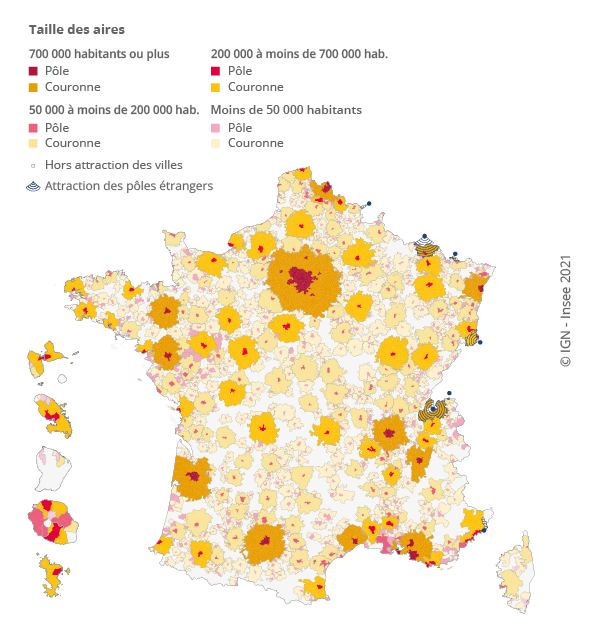 Aires d’attraction des villes − La France et ses territoires Insee
