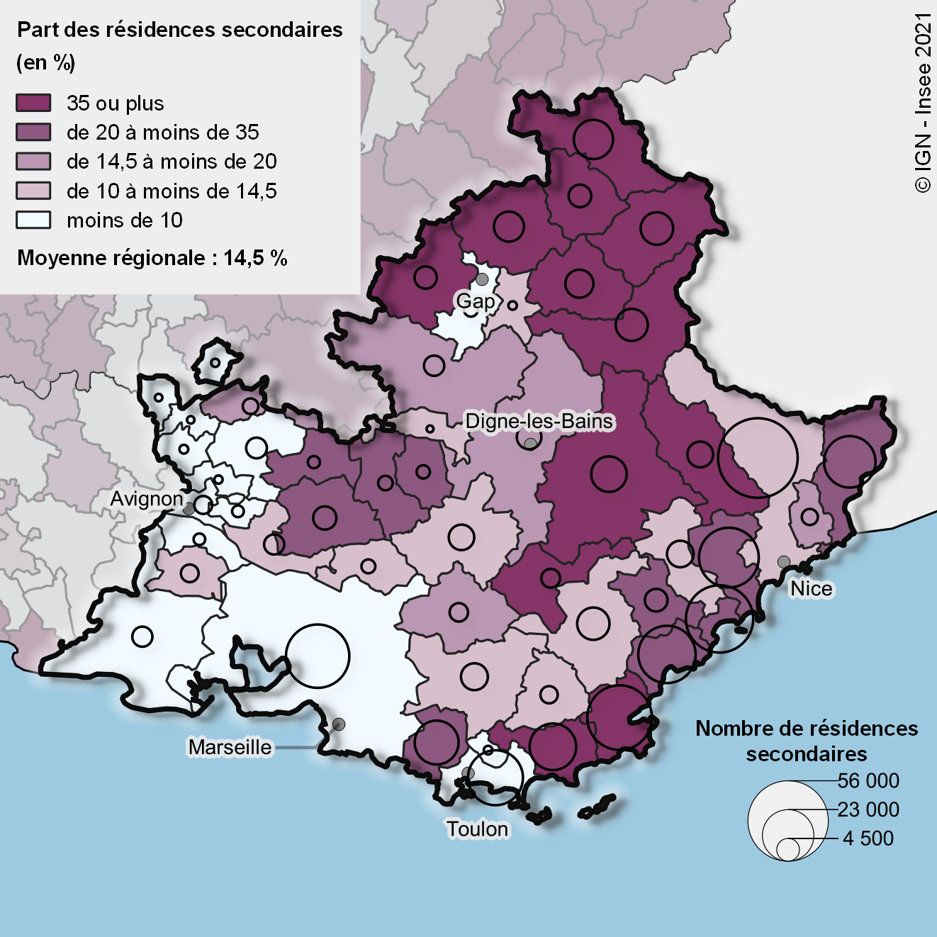 Quels sont les régions où se situent les résidences secondaires