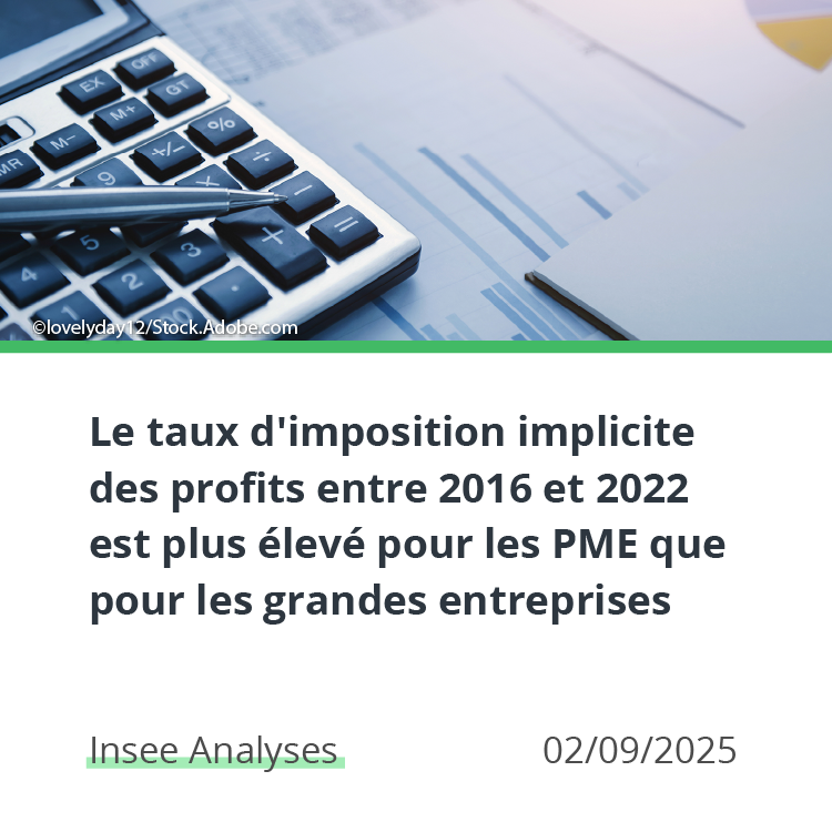 Le taux d'imposition implicite des profits entre 2016 et 2022 est plus élevé pour les PME que pour les grandes entreprises