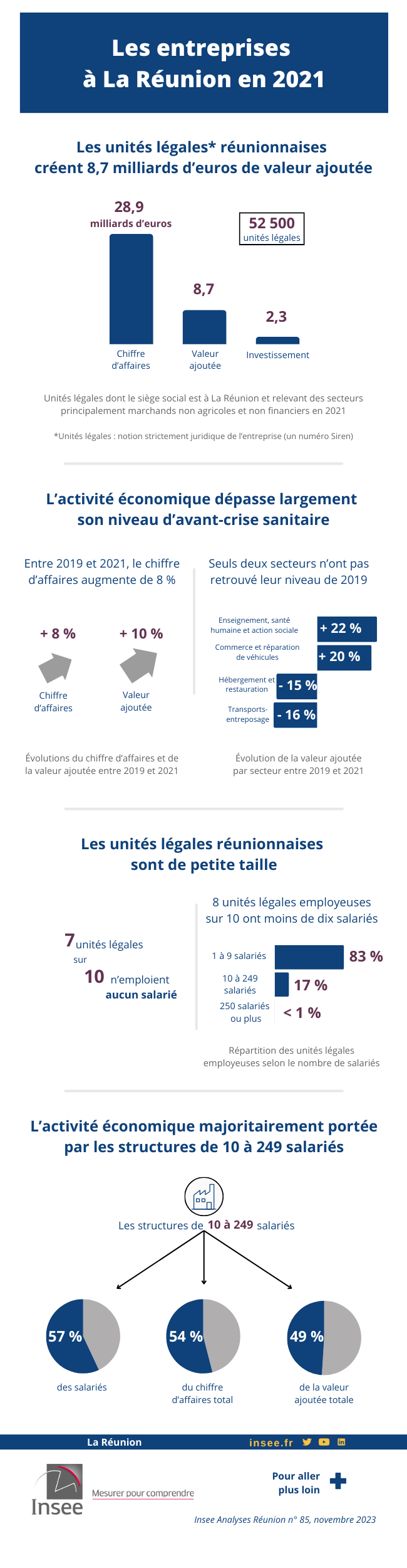 Infographie sur les unités légales réunionnaises et leur création de valeur ajoutée