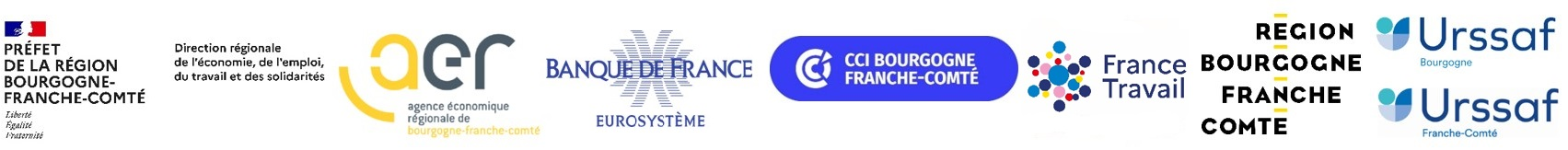 Dreets, AER, Banque de France, CCI, France Travail, Région BFC, Urssaf Bourgogne, Urssaf Franche-Comté